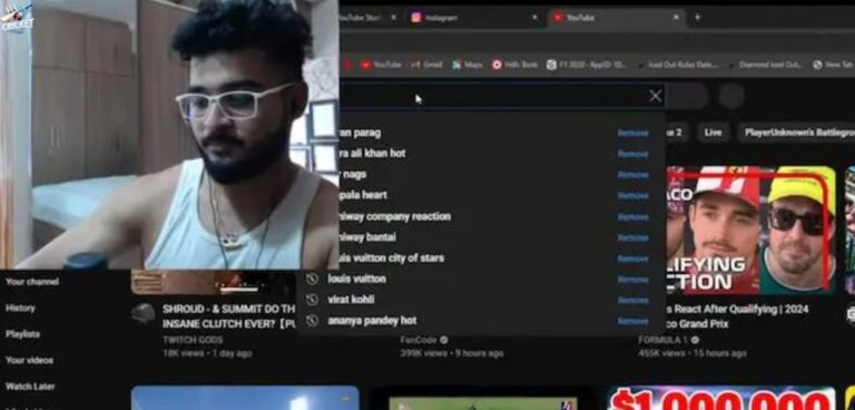 Riyan Parag search history
