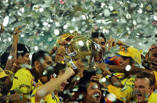 Chennai Super Kings celebrate winning in 2011