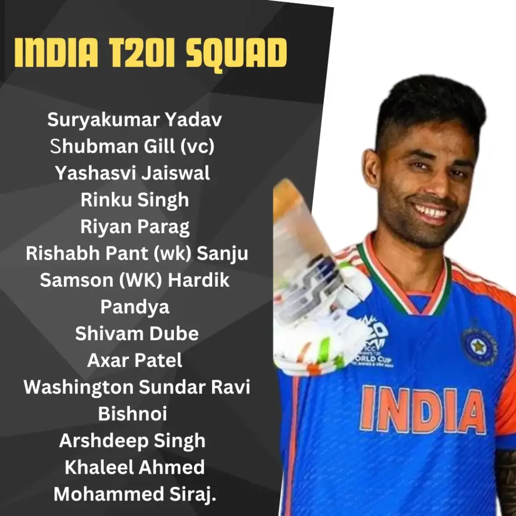 India T20I Squad vs Sri Lanka