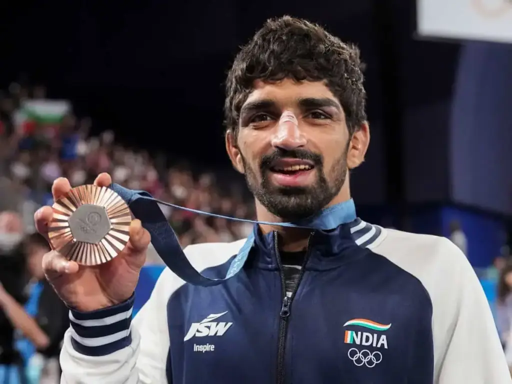 Aman Sehrawat wins bronze medal in men's 57 kg wrestling