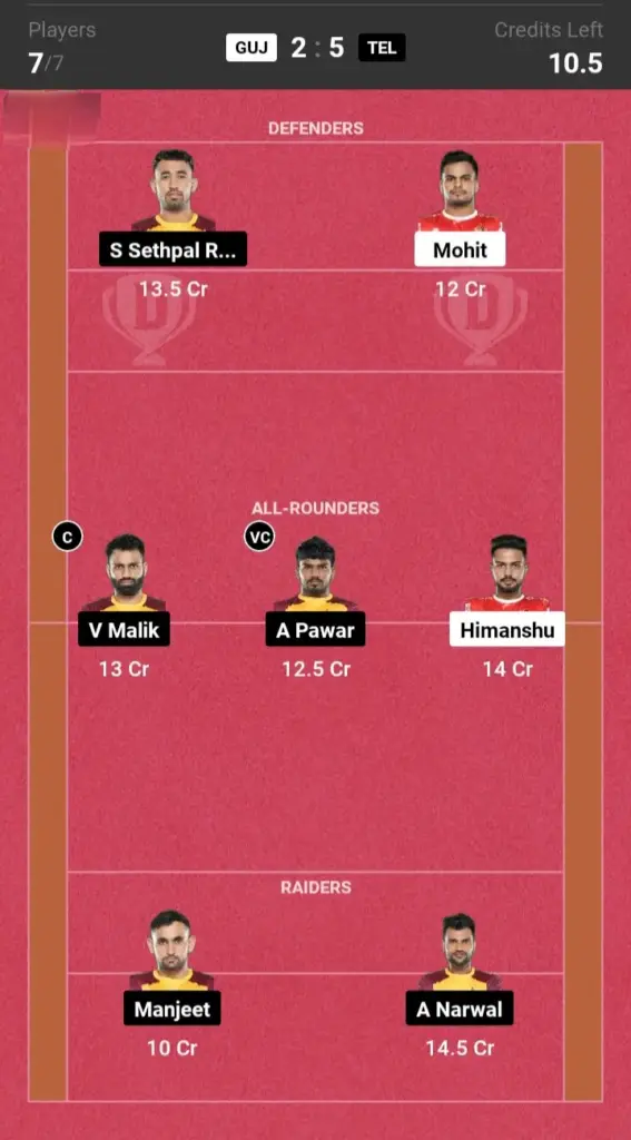 GUJ vs TEL Small League Team