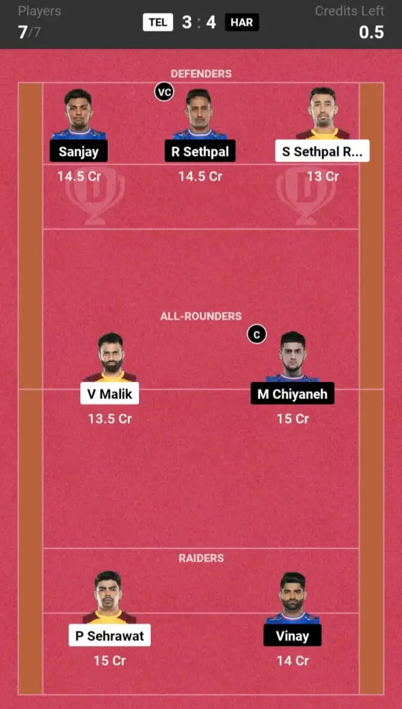 TEL vs HAR Grand League Team