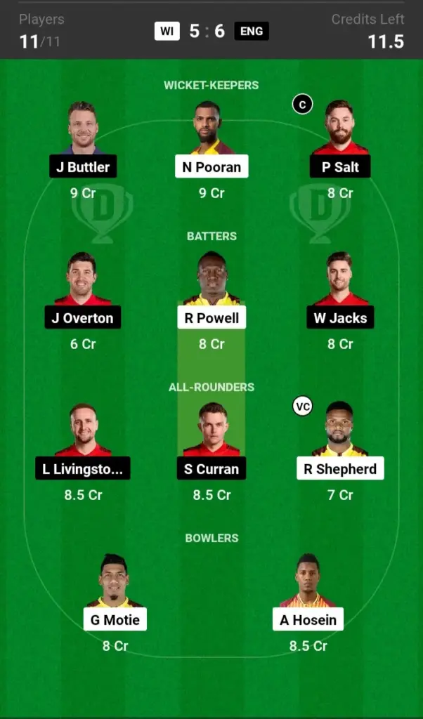 WI vs ENG Small League Team