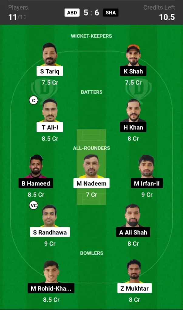 ABD vs SHA GL Team