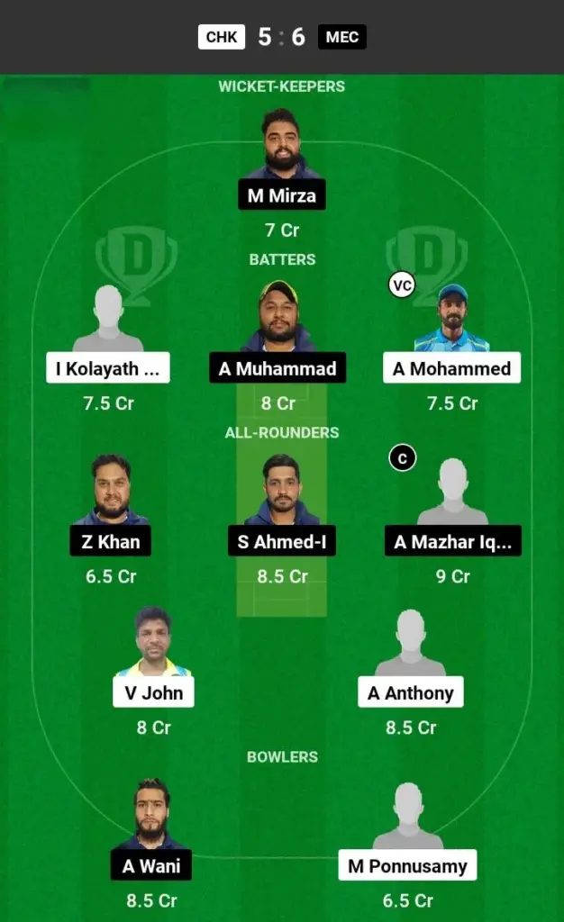 CHK vs MEC Grand League Team