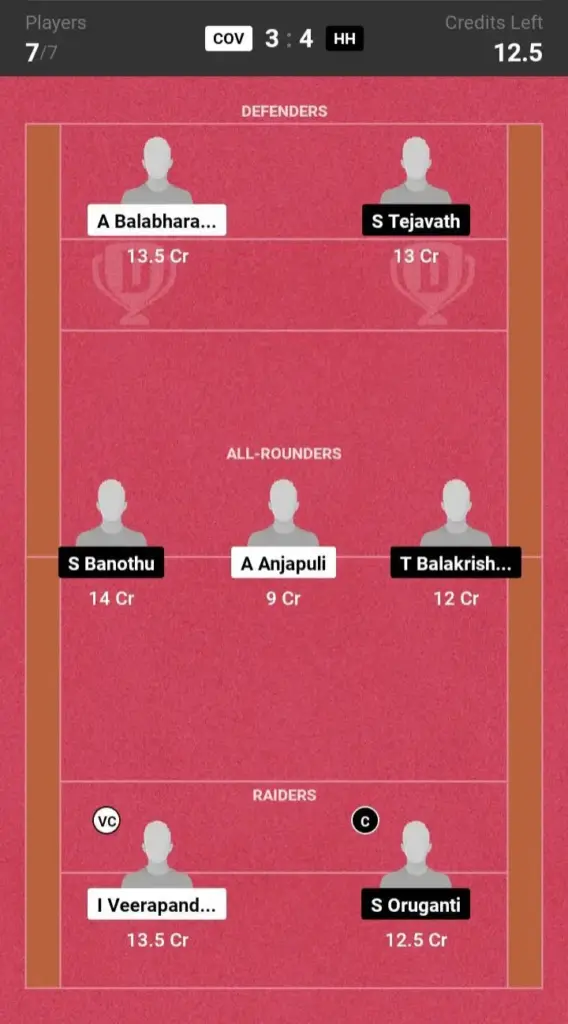 COV vs HH Grand League Team