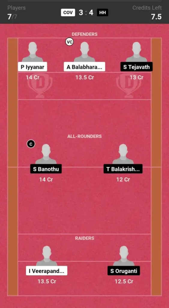 COV vs HH Small League Team