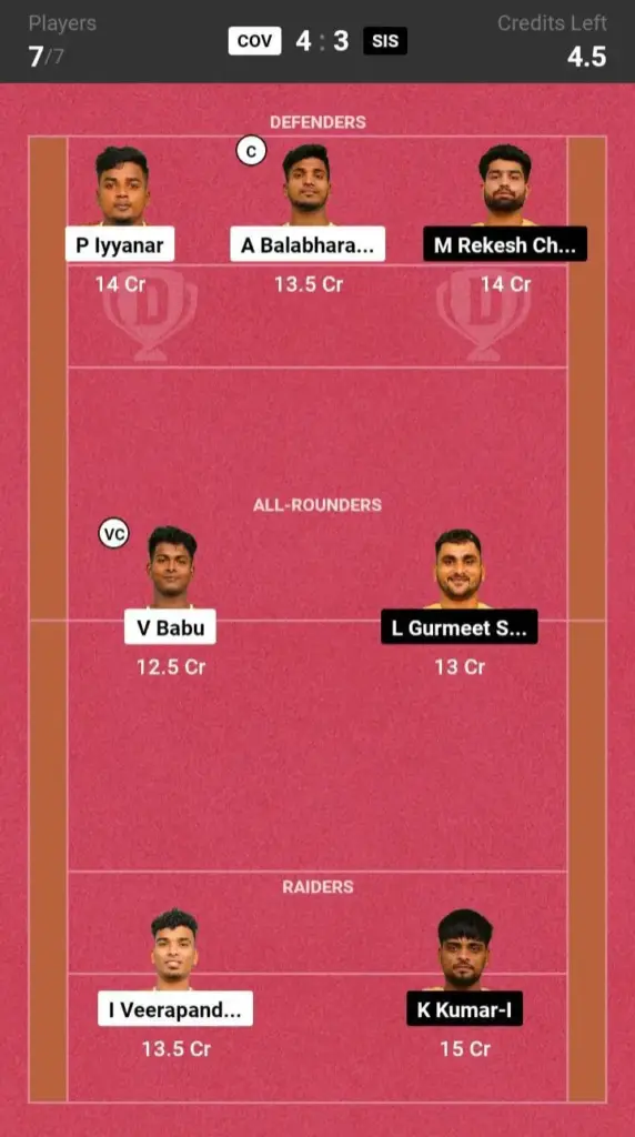 COV vs SIS Small League Team