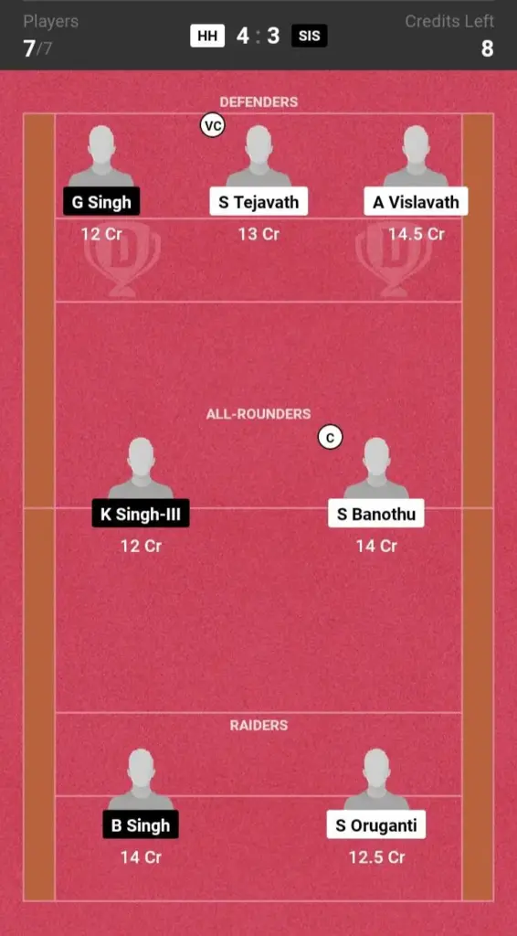 HH vs SIS Grand League Team