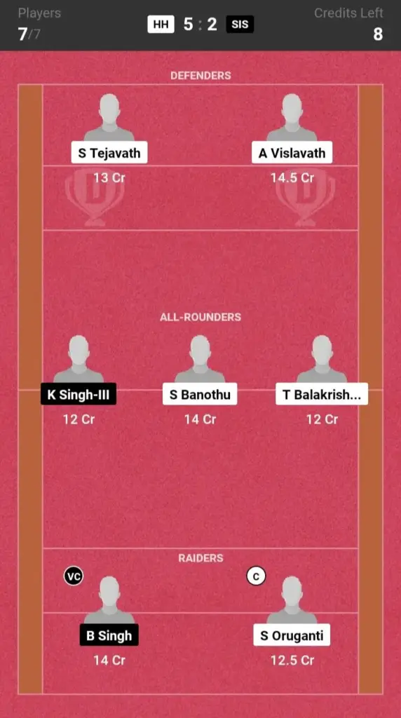 HH vs SIS Small League Team
