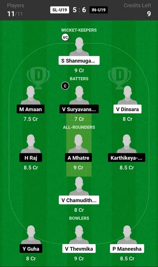 IN-U19 vs SL-U19 Small League Team