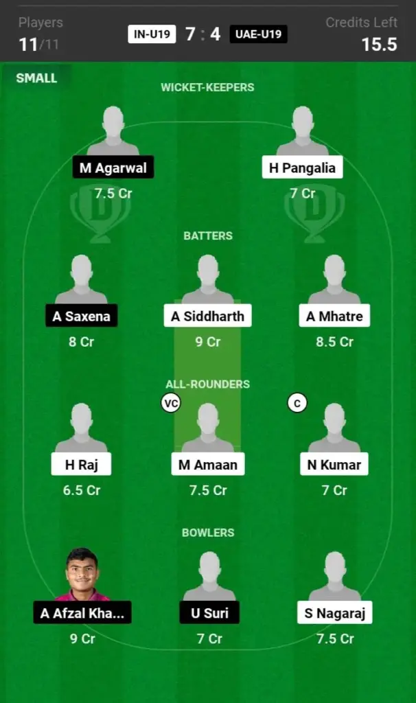 IN-U19 vs UAE-U19 Small League Team