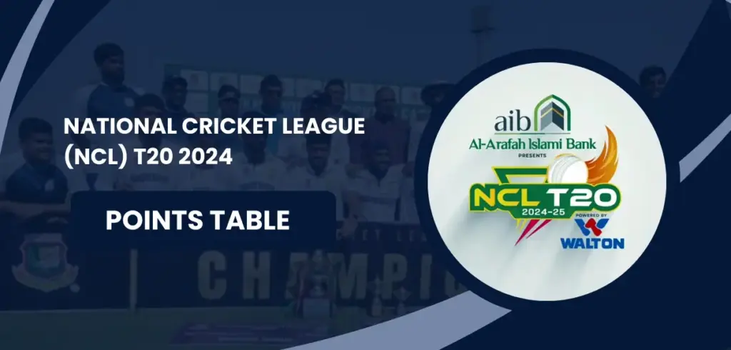 NCL T20 Points Table 2024