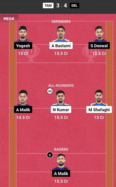 TAM vs DEL Grand League Team