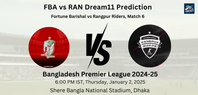 FBA vs RAN Dream11 Team Prediction