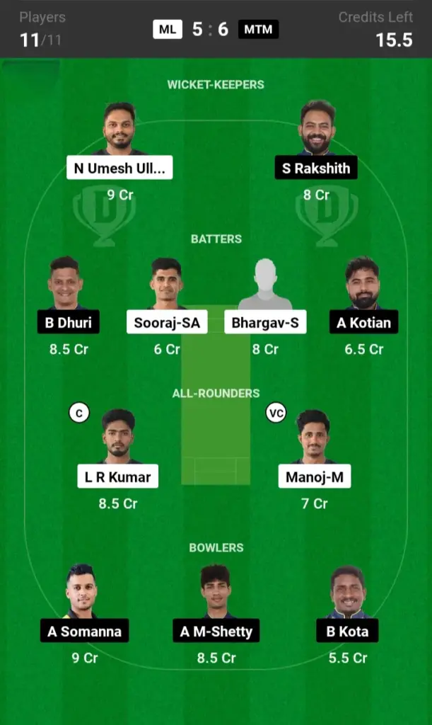 ML vs MTM GL Team