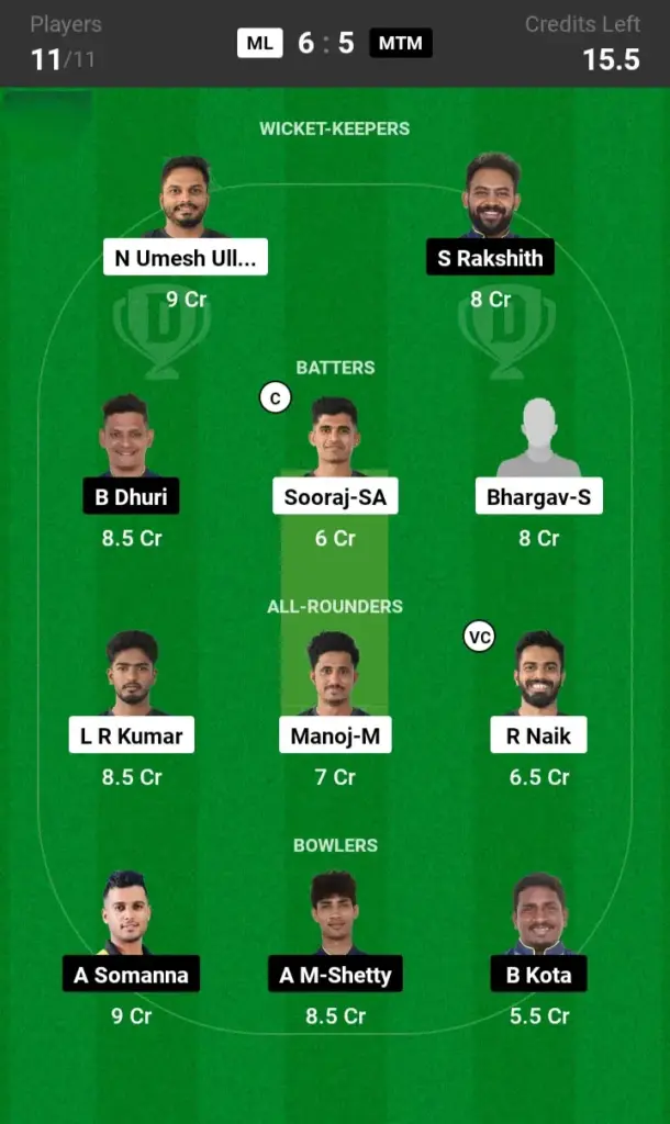 ML vs MTM SL Team