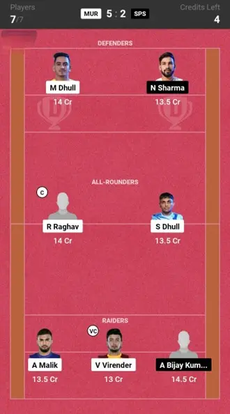 MUR vs SPS Grand League Team