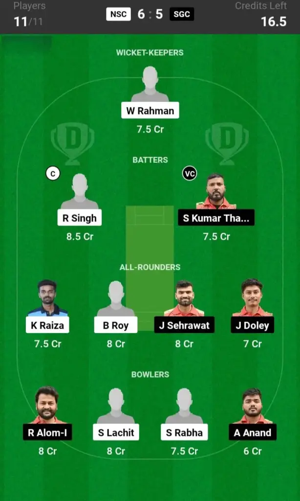 NSC vs SGC Grand League Team