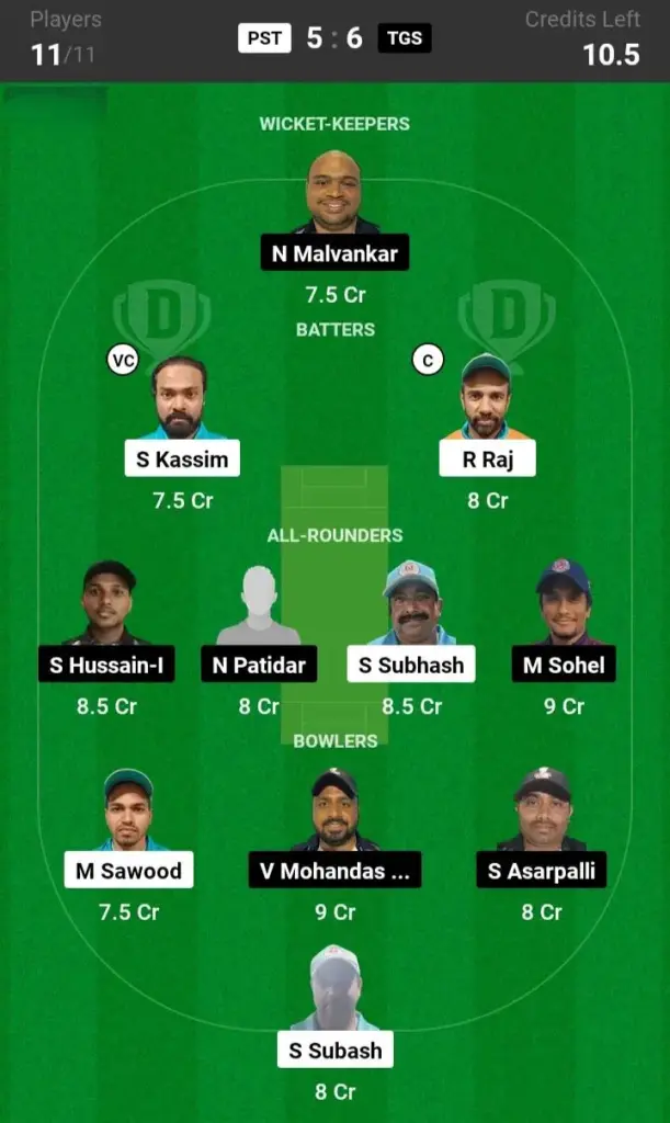 PST vs TGS Dream11 Prediction Small League Team