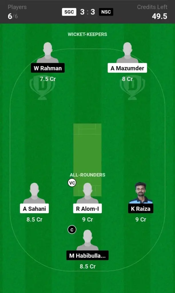 SCC vs NSC Grand League Team