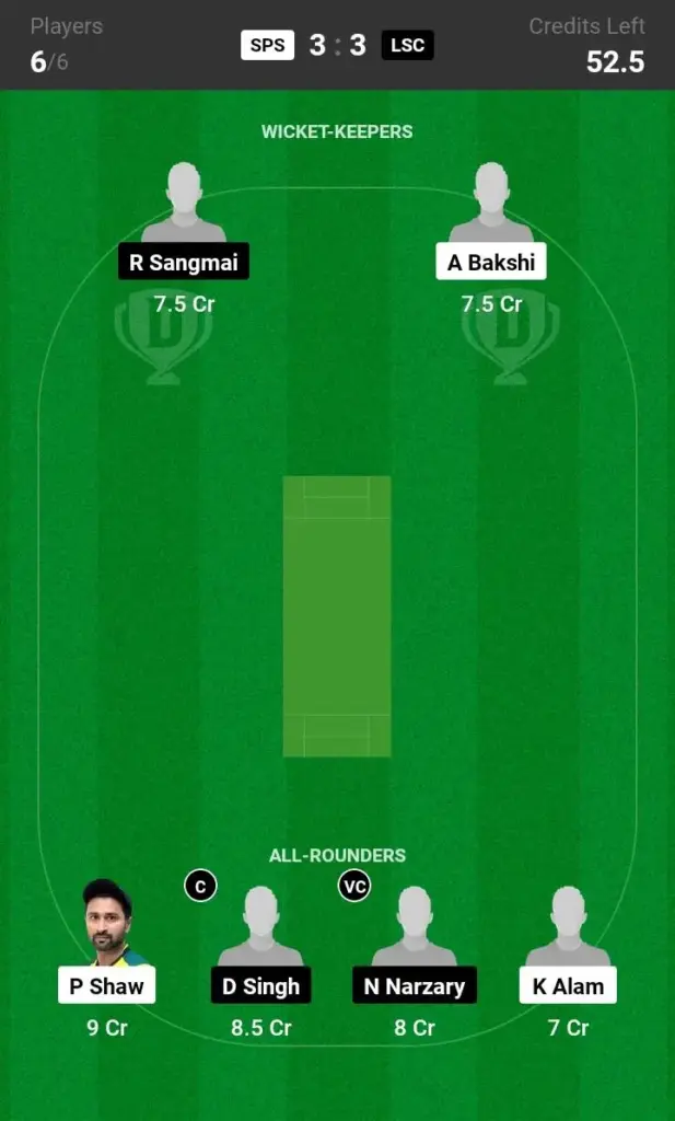 SPS vs LSC Dream11 Prediction Grand League Team