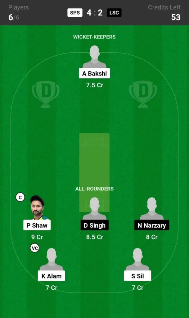 SPS vs LSC Dream11 Prediction Small League Team