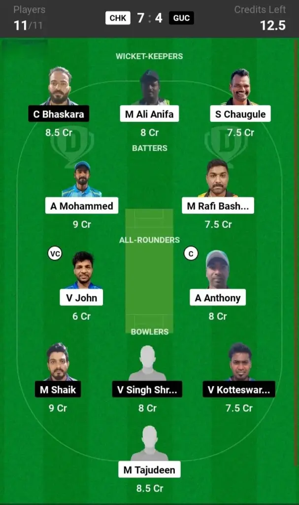 CHK vs GUC Grand League Team