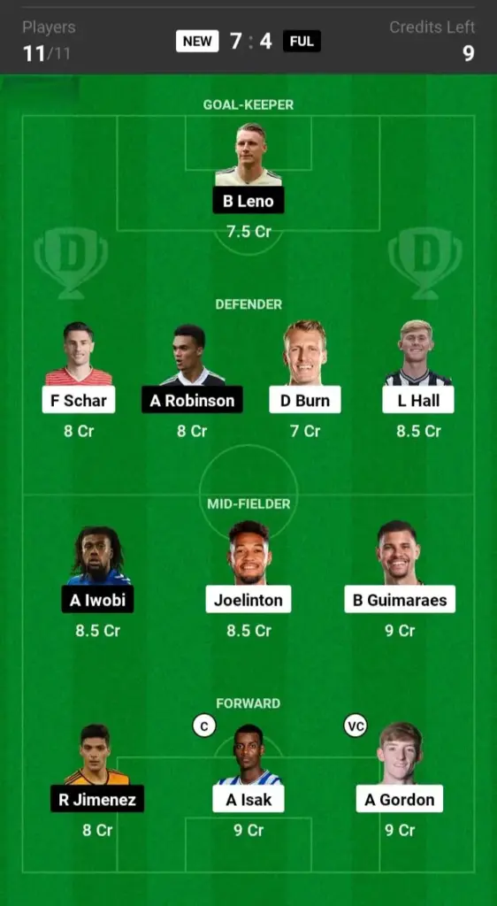 NEW vs FUL Grand League Team