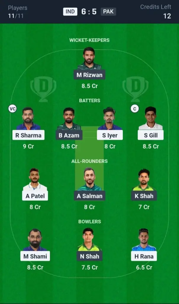 PAK vs IND Grand League Team