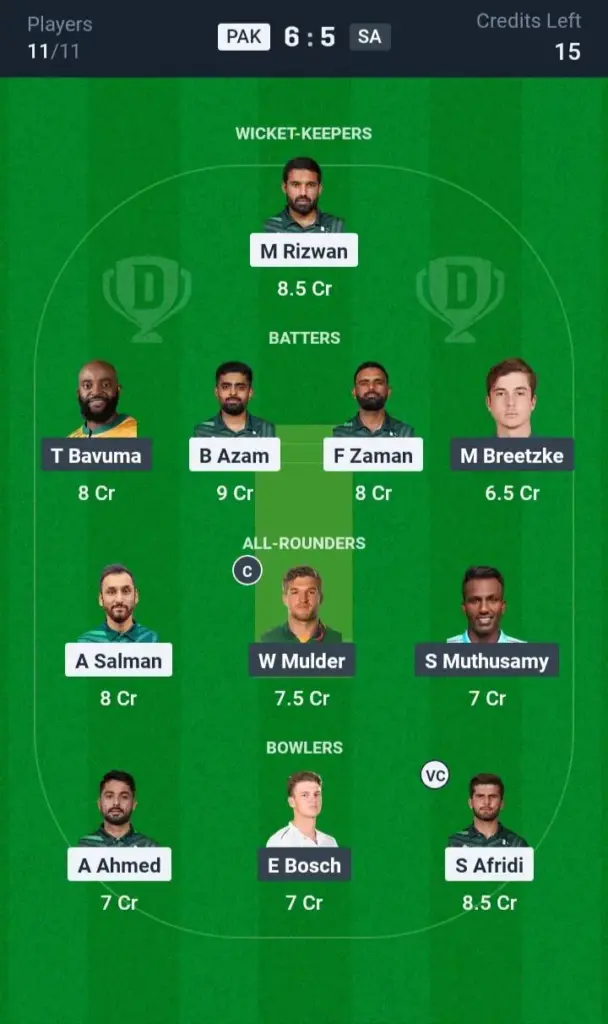 PAK vs SA Grand League Team