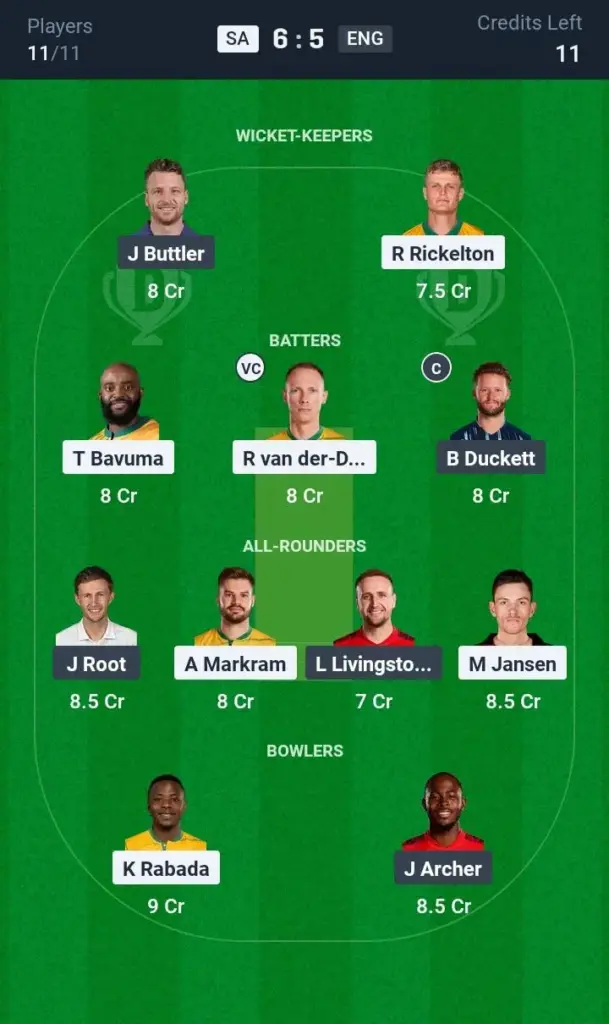 SA vs ENG Small League Team