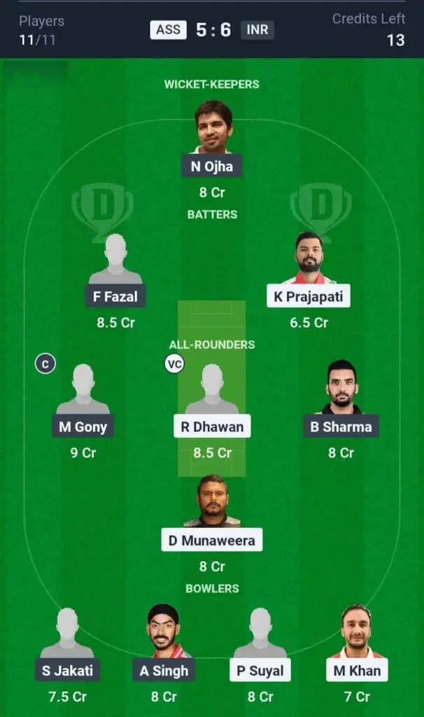 ASS vs INR Grand League Team