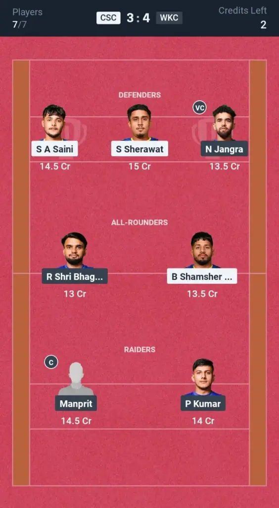CSC vs WKC SL Team