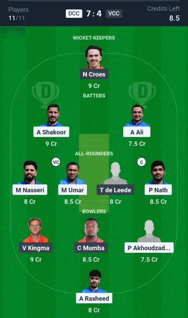 DCC vs VCC Grand League Team