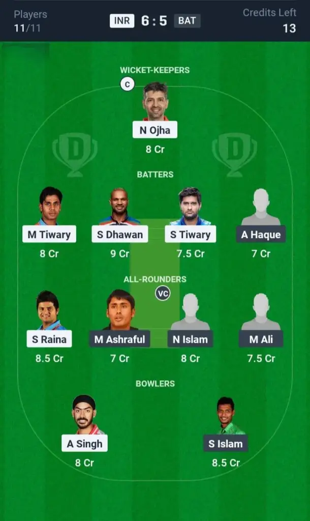 INR vs BAT Small League Team