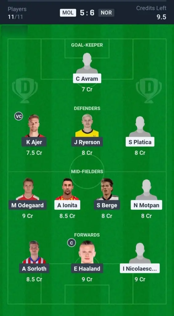 MOL vs NOR Grand League Team