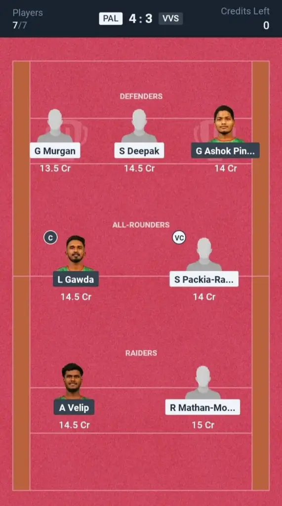 PAL vs VVS Grand League Team