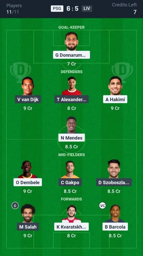 PSG vs LIV Small League Team