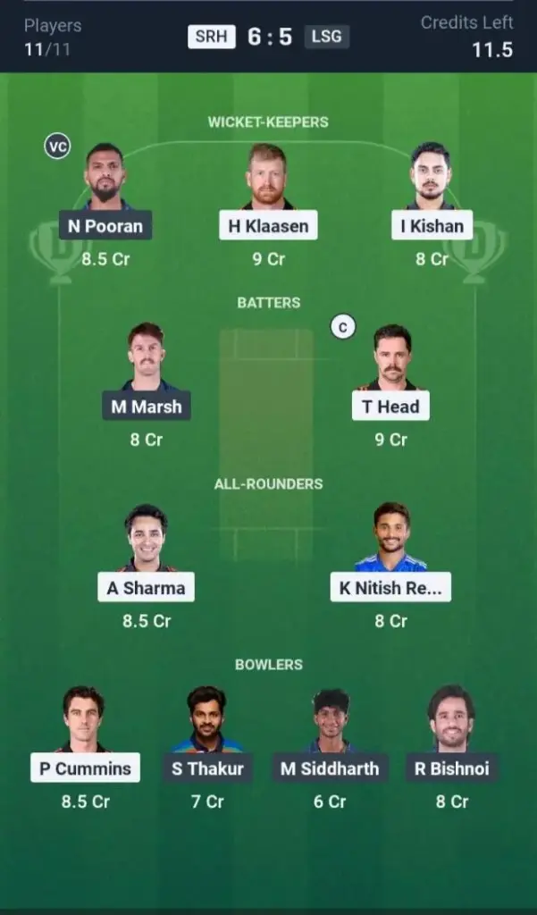 SRH vs LSG Small League Team