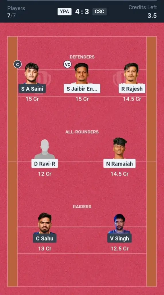 YPA vs CSC Grand League Team