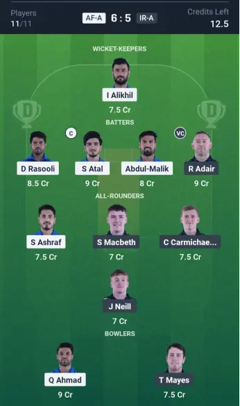 AF-A vs IR-A Grand League Team