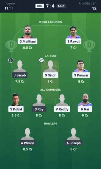 BBL vs GOZ Grand League Team