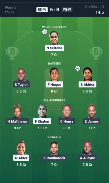 BD-W vs WI-W Grand League Team