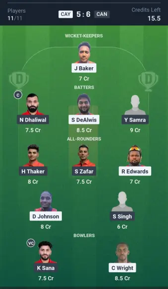 CAY vs CAN Grand League Team