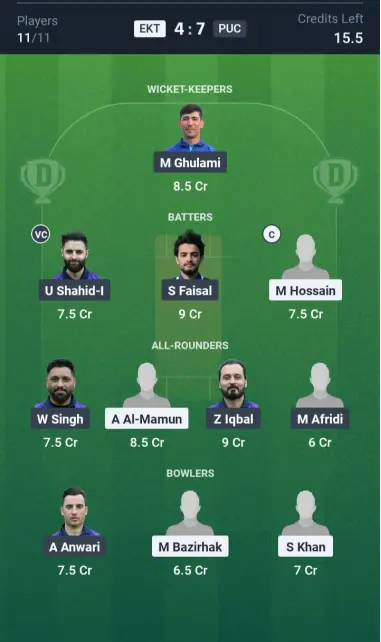 EKT vs PUC Grand League Team