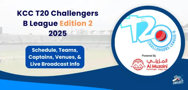 KCC T20 Challengers B League Edition 2 2025 Schedule