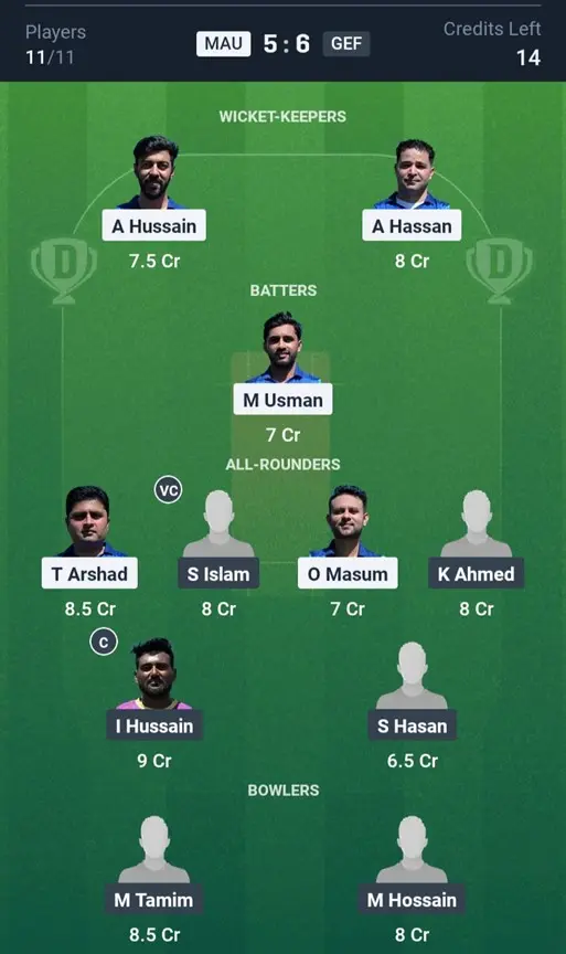 MAU vs GEF Grand League Team