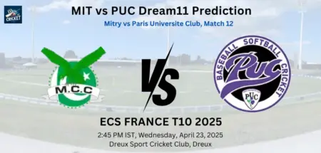 MIT vs PUC Dream11 Prediction: Today’s Match 12 – Fantasy Cricket Tips, Captain Choices, Playing XI & Injury Updates – ECS France T10 2025 MIT vs PUC Dream11 Prediction