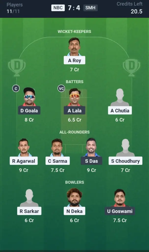 NBC vs SMH SL Team